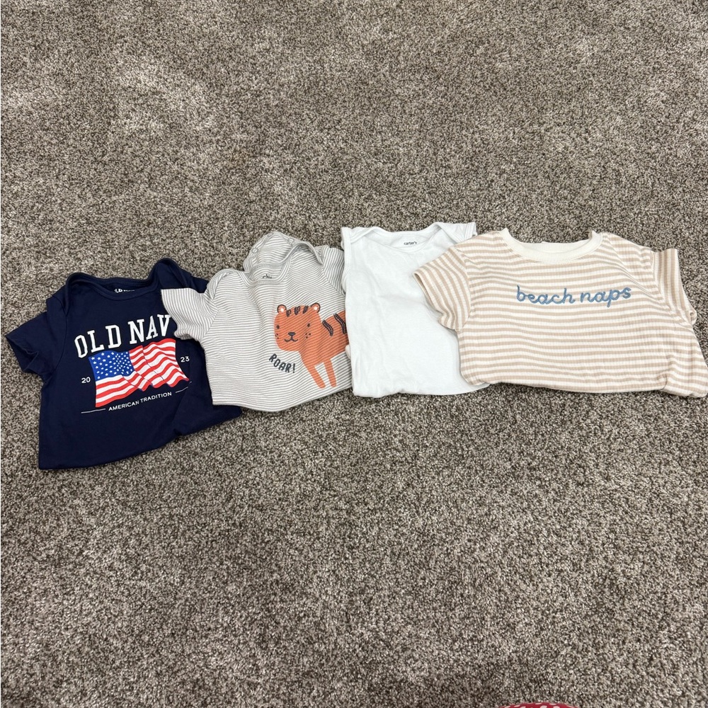 Old Navy Navy Blue Graphic Tee with American Flag and Assorted Neutral Kids Tees